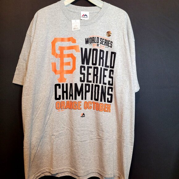 Majestic SF Giants World Series 2014 Tshirt Original Tags Mens size 2X Gray - Picture 1 of 6